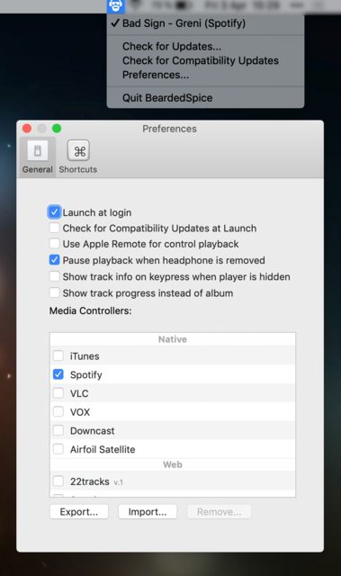 create mac shortcuts for spotify